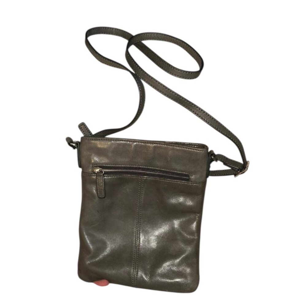 margot anthropologie gray leather cross body travel bag
